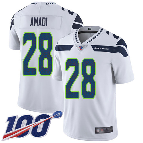 Seattle Seahawks Limited White Men Ugo Amadi Road Jersey NFL Football 28 100th Season Vapor Untouchable